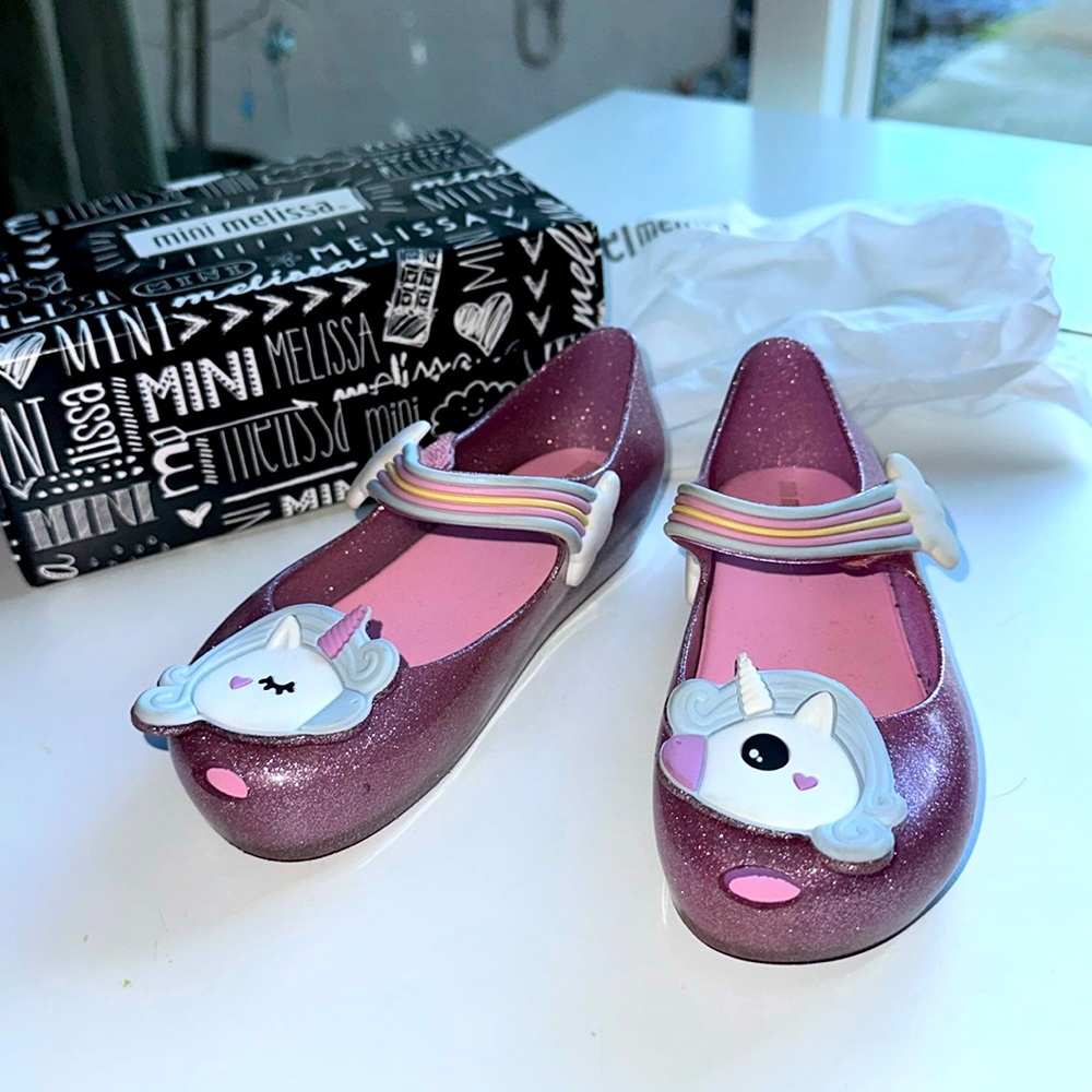 Toddler Girls Kids Mini Melissa Pink Glitter Ultragirl Unicorn - size 12